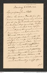 Nachlass Franz Steindachner, Brief von Paul Sachse an Franz Steindachner (06.11.1905), Inv.Nr. 429.03, Seite 1